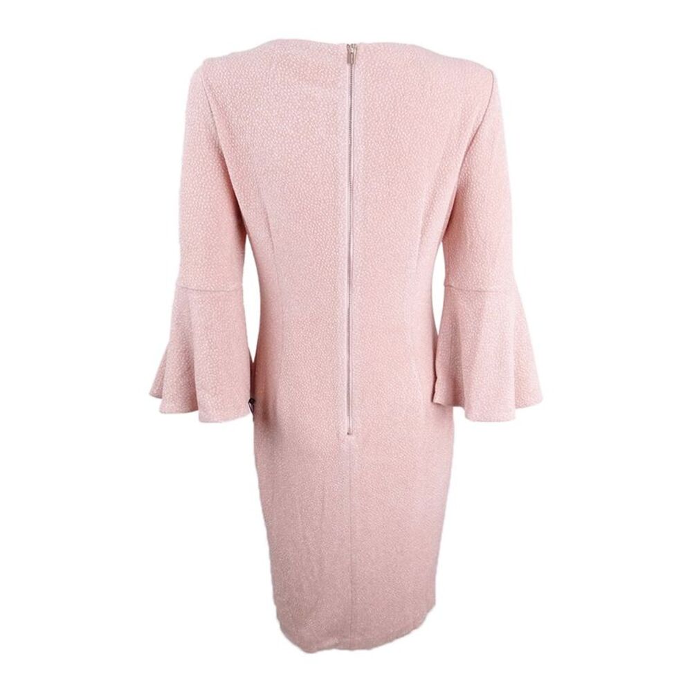 Calvin Klein Women's Petite Metallic Bell-Sleeve Sheath Dress - Blush - Picture 2 of 2